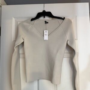 Express Women’s V-Neck Long Sleeve in Cream